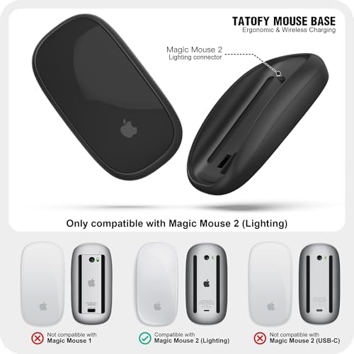 TATOFY Wireless Charger for Magic Mouse 2 – Ergonomic Design with Lightning Compatibility, Fast Charging Base, and Sleek White Finish for Ultimate Comfort and Efficiency in Your Workspace