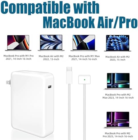 140 W USB-C Power Adapter for Mac Book Pro & Air – Lightning-Fast 1.4 Hour Full Charge with 6.6 ft Tailored USB-C Cable – Universal Compatibility for 2021-2025 Models – Enhanced Safety Features for Extended Battery Life – Optimal Replacement for 96 W, 70 W, and 35 W Chargers – Efficient Charging Solution for All USB-C Devices