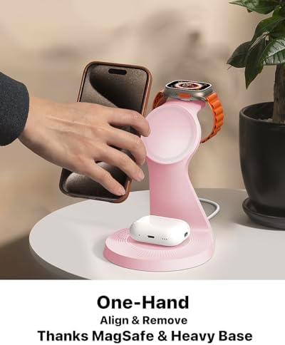 Ultimate 3-in-1 Mag Safe Charging Station for Apple Devices – Fast Wireless Charger for i Phone 16/15/14/13/12, Air Pods & Apple Watch with USB-C Compatibility – Sleek, Space-Saving Design for Home and Office Use