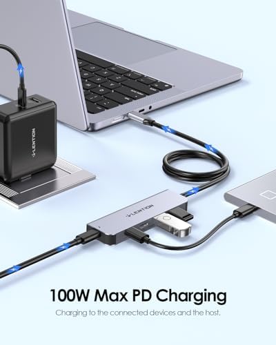 Unleash Seamless Connectivity with the LENTION USB C Hub – 4 K@60 Hz HDMI, Dual USB C & Super-Fast USB 3.2 Gen2 Ports for 10 Gbps Transfers, 100 W Power Delivery – Perfect for Mac Book Pro, Mac Book Air, i Phone 15 & Windows Laptops – Sleek Gray Design for Ultimate Versatility and Efficiency