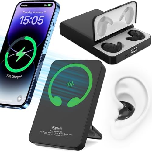 Magnetic 2-in-1 Portable Power Bank and True Wireless Earbuds: 5000 m Ah Mag-Safe Charger for i Phone 16/15/14/13/12 – Ultimate Audio and Charging Solution in Sleek Black Design for On-the-Go Users