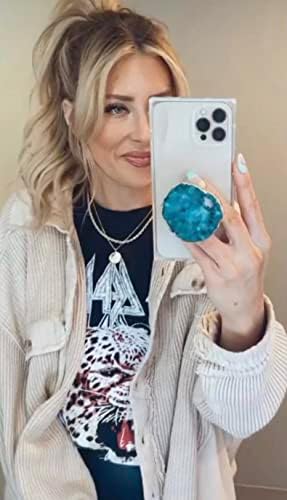 Transform Your Mobile Experience with CRYSTALFY White Clear Quartz Druzy Crystal Phone Grip – Versatile Kickstand & Unique Gemstone Top for i Phone, i Pad, Kindle & More – Handcrafted Natural Accessory with Enhanced Adhesion and Customizable Design – Perfect for Style, Functionality, and Gifting