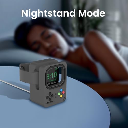 Delidigi Silicone Charging Dock for Apple Watch – High-Speed, Secure and Portable Stand for Ultra, SE2, Series 8-1 (49 mm-38 mm) – Stylish Dark Grey Design Ensuring Stability and Effortless Charging Convenience