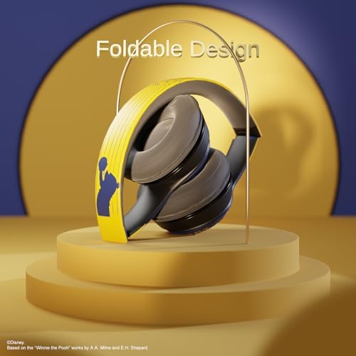 Winnie The Pooh Wireless Bluetooth Headphones | Over-Ear Disney Audio Headset with Built-in Mic | 15-Hour Playtime for Ultimate Listening | Perfect Gifts for Disney Fans of All Ages | Comfort-Focused Design with Enchanting Sound Quality | Broad Compatibility with Bluetooth Devices