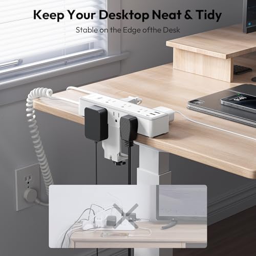 NTONPOWER 12-in-1 Desk Power Strip with 10 ft Extension Cord – 9 AC Outlets & 3 USB Fast Charging Ports, 1200 J Surge Protection, Wall or Desk Edge Mountable for Optimal Workspace Efficiency, Compatible with 2.68″ Tabletops – Enhance Your Productivity & Device Safety