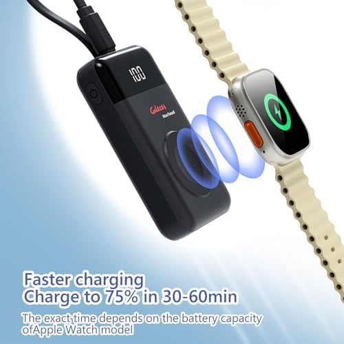 Compact 3000 m Ah Wireless Magnetic Charger for Apple Watch & i Phone – Fast Charging Power Bank with Built-in USB-C Cable, Perfect Travel Gift for SE/Ultra/1-9 Series & i Phone 15/16, Sleek White Design for Effortless Power On-the-Go