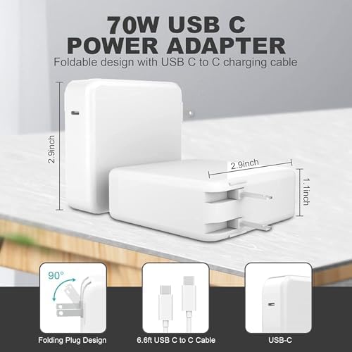Ultra-Fast 70 W USB-C Charger for Mac Book Air & Pro (13-16 inch) – Compatible with M1, M2, M3 & M4 – 6.6 FT Cable – Reliable & Safe Charging for All Apple Devices – Compact Design for Travel – Lightning-Fast Charging: 50% in 30 mins – Universal Compatibility with Multiple Brands – Perfect for On-the-Go Efficiency – Enhanced Power Output & Data Sync – Your Portable Power Solution for 2024 & Beyond