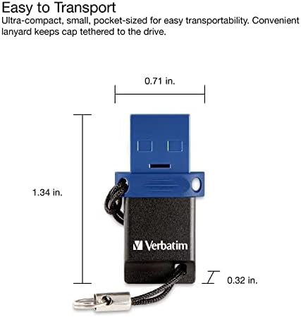 Verbatim 128 GB Dual OTG USB 3.2 Gen 1 Flash Drive – Versatile USB-C + USB-A Thumb Drive for Fast Data Transfers and Enhanced Storage Solutions – Perfect for Photos, Videos, and Documents on the Go