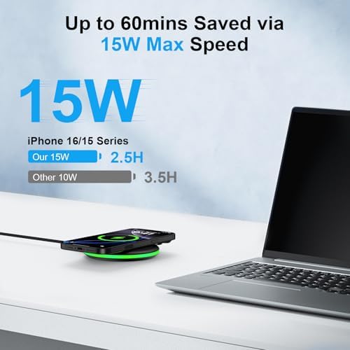 Samsung 15 W Fast Wireless Charging Pad – Ultimate Docking Station for Galaxy Z Fold7, Z Flip7, S25 Series, Google Pixel 9 & More – Non-Slip, Case-Friendly Design for Enhanced Charging Stability and Speed – Includes 3 FT USB Type-C Cable – Ideal for Nightstand Use with Smart Safety Features