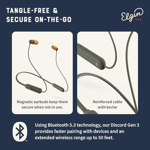 Elgin Discord Gen 3 Bluetooth Earplug Earbuds – OSHA-Compliant Wireless Noise-Isolating Headphones for Industrial Professionals, Engineered for All-Weather Durability, Enhanced Device Compatibility, and Unmatched Sound Clarity in Challenging Environments