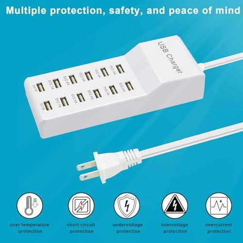 Efficient 12-Port USB Charger Hub with Fast Charging Technology – Compact Multi-Device Power Station for i Phone, Android, Tablets & Smartwatches – Ultimate Solution for Hassle-Free Charging and Enhanced Compatibility