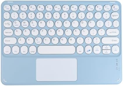 Ultra-Slim 10-Inch Wireless Bluetooth Keyboard with Touchpad – Rechargeable & Portable Universal Keyboard for i OS, Android & Windows Devices – Effortless Typing on the Go in Sleek White Finish