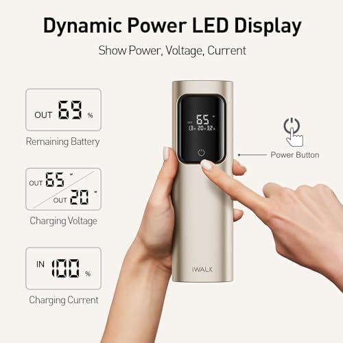 Revolutionize Your Charging Experience with the i WALK 20,000 m Ah Laptop Power Bank – 65 W Multi-Device Fast Charger Featuring Built-in USB-C Cable for Mac Book, i Phone 15/14/13/12, HP, Samsung & Steam Deck – Unmatched Portability and Performance
