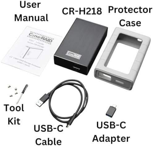 Ultra-Fast CR-H218 P USB 3.1 Gen 2 Dual-Bay RAID Enclosure for 2.5″ SATA SSDs/HDDs – Versatile RAID 0/1/JBOD Modes with Shock Protection, Bus-Powered Convenience, and Cross-Platform Compatibility for Windows, Mac, and Linux Users – Ideal for Professional Data Management and Portable Storage Solutions