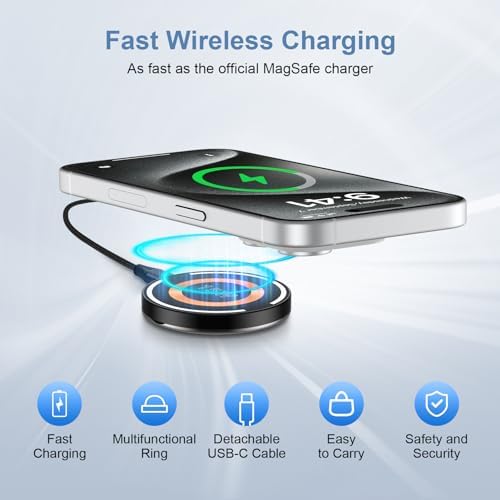 Samsung Magnetic Wireless Charger Pad – 15 W Fast Charging Stand for Galaxy S25/S24/S23/S22/S21/S20 and i Phone 16 Pro Max/15/14/13/12 – 2 Pack with USB-C Cables – Enhanced Magnetic Suction & Wide Device Compatibility for Quick and Safe Charging Experience – Ideal for Home, Office, and Travel Use – Perfect Gift for Tech Enthusiasts