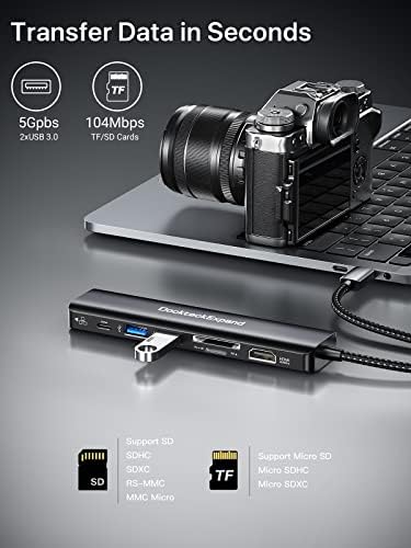 Transform Your Tech Experience with the Dockteck 7-in-1 USB C Hub Multiport Adapter – Ultimate 4 K HDMI, High-Speed Ethernet, 100 W PD Charging, Dual USB 3.0 Ports & SD/TF Card Reader for Mac Book, i Pad, HP, Dell XPS & More – Perfect for Seamless Connectivity and Enhanced Productivity!
