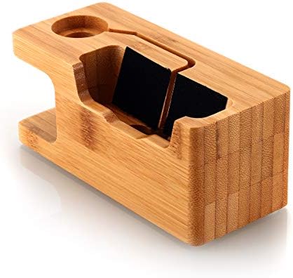 Premium Bamboo Multi-Device Charging Dock: AICase Elegant Wooden Nightstand Organizer for Smartphones, Tablets & Smartwatches – Stylish & Durable Solution Ideal for Home and Office Decluttering