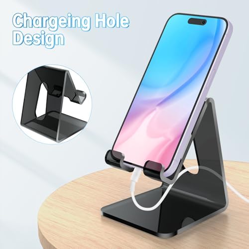 Tomorotec Adjustable Angle Acrylic Cell Phone Stand for Desk, Foldable Acrylic Phone Holder Cute for Office, Portable Non-Slip Desktop Smartphone Holder, Fit for iPhone Samsung Galaxy (Iridescent) – Enhanced Compatibility and Speed