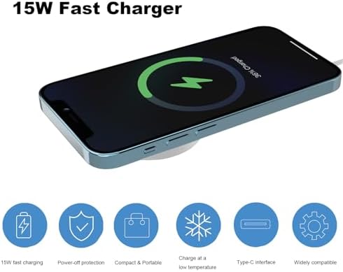 HYDGYC 15 W Mag Safe Wireless Charging Pad – Ultimate Fast Charging Solution for i Phone 16 Series & Air Pods – Sleek Black Design with 3.3 ft Cable – Effortless Magnetic Alignment for Tangle-Free Power – Compatible with i Phone Models 12, 13, 14 & More – Elevate Your Charging Experience with Reliable Speed and Style
