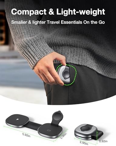 Ultimate 3-in-1 Wireless Charging Station for Apple Devices – Fast Mag Safe Compatible Foldable Charger for i Phone, Apple Watch & Air Pods, Perfect for Travel and Home Use, Sleek Design with Anti-Slip Base and LED Indicator, Simultaneous Multi-Device Charging Solution