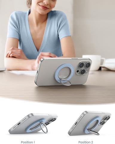 Lamicall 360° Rotatable Magnetic Phone Ring Holder for Mag Safe – Lightweight Grip & Kickstand Compatible with i Phone 12/13/14/15/16 Series, Misty Black – Enhanced Magnetic Strength and Flexibility for Secure One-Handed Use and Wireless Charging Convenience