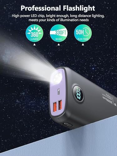 High-Capacity 30,000 m Ah Portable Power Bank with Fast Charging Technology – Multi-Device USB-C Charger for i Phone, Samsung Galaxy, LG & More – Built-in LED Display and Flashlight for Ultimate Convenience – Sleek Black Design for On-the-Go Power Solutions