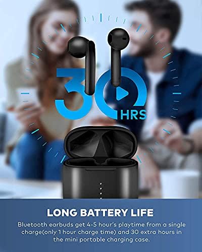 Elevate Your Sound Experience with Premium Bluetooth 5.0 Wireless Earbuds – Noise-Cancelling, IPX8 Waterproof, and Fast-Charging In-Ear Headphones for Crystal Clear Audio on Apple, Samsung, and Android Devices (Black) – Ultimate Comfort and Durability for Everyday Adventures