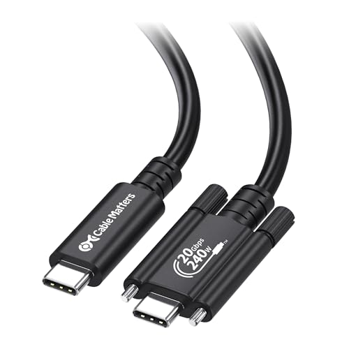 Cable Matters [USB-IF Certified] 20Gbps USB4 Cable with Side Screw Lock 6.6ft, Up to [8K@30Hz / 4K@120Hz Video, 240W Charging, 20Gbps Data Transfer] USB C Cable with Screw Lock/USB C Locking Cable – Enhanced Compatibility and Speed