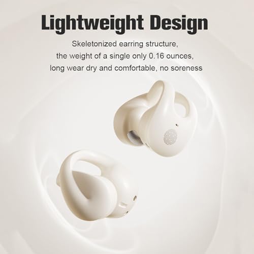 Skin Tone Wireless Bluetooth Bone Conduction Earbuds – Ergonomic Open Ear Design for Small Ear Canals, Ultra-Lightweight Clip-On Comfort, Ambient Sound Awareness for Active Lifestyles, Effortless Bluetooth Connectivity, Chic Audio Experience