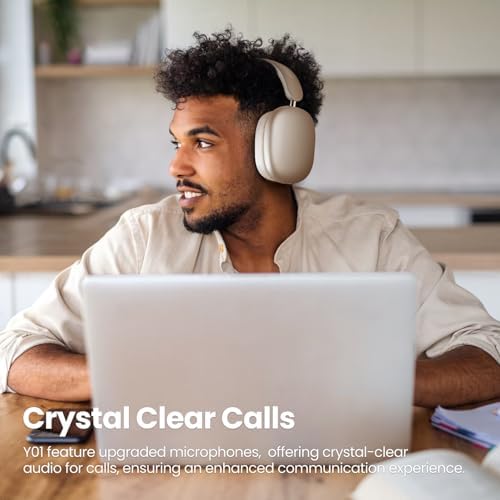Transform Your Listening Journey with Y01 Wireless Over-Ear Headphones – Advanced Bluetooth 5.3, Superior Noise Cancellation, 48-Hour Battery Life, and Exceptional Comfort in Elegant Pink – Perfect for i OS, Android, Samsung, and PC Enthusiasts Seeking Seamless Audio Bliss