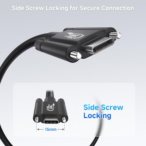 Cable Matters [USB-IF Certified] 20Gbps USB4 Cable with Side Screw Lock 6.6ft, Up to [8K@30Hz / 4K@120Hz Video, 240W Charging, 20Gbps Data Transfer] USB C Cable with Screw Lock/USB C Locking Cable – Enhanced Compatibility and Speed