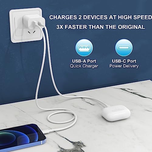 Ultimate 3-Pack i Phone & Samsung Dual-Port USB C Charger Block – i GENJUN 20 W QC + PD 3.0 Fast Charging Adapter for i Phone 15/14/13/12/X and Galaxy Devices – Sleek, Compact, and Reliable Wall Charger for Efficient Power on the Go
