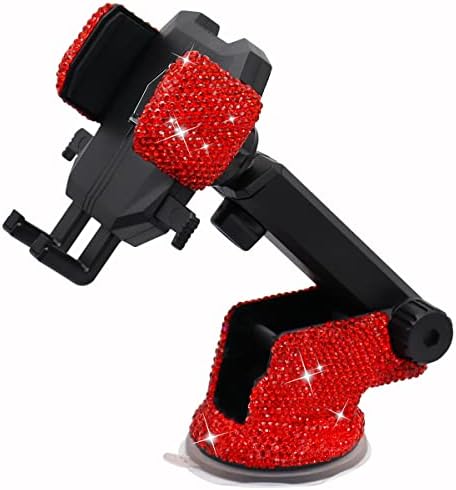 LYCARESUN Crystal Rhinestone Car Phone Mount Holder – Elegant Dashboard & Windshield Stand for Women, Universal Compatibility for Most Smartphones, Stunning Bling Car Accessory, Adjustable Viewing Angles for Hands-Free Navigation, Durable & Easy to Clean