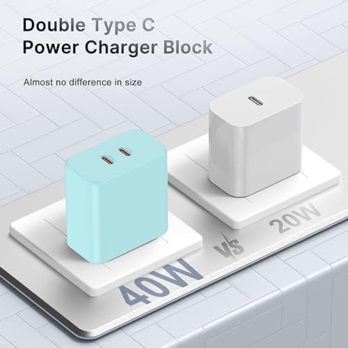 40 W Dual USB-C Fast Charging Block – Ultimate Portable Power Adapter for i Phone, i Pad, Samsung & More – 2-Pack for Effortless Multi-Device Charging – Rapidly Energize Your Gadgets Anywhere