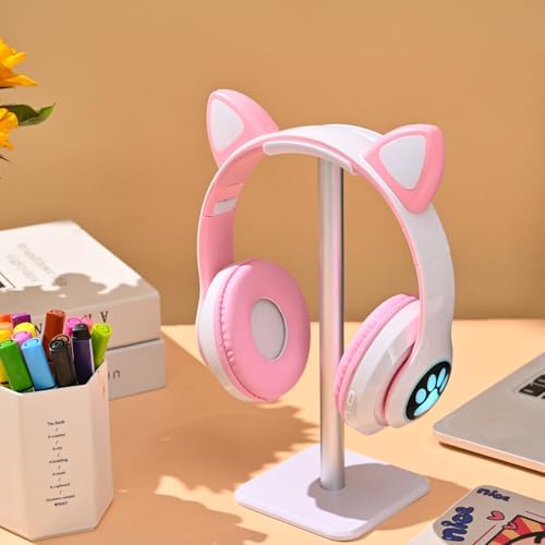 Playful Cat Ear Bluetooth Headphones for Kids – Foldable Over-Ear Design with LED Lights, Safe Listening Volume Control, Built-in Microphone, and Multi-Device Connectivity – Ideal for Music, Movies, and Gaming on i Phones, i Pads, Smartphones, and More!