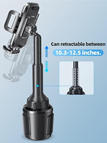 TOPGO Pro Car Phone Mount – Versatile Adjustable Height Cup Holder for i Phone 16 Pro Max & All Smartphones – Sturdy, No-Wobble Design for Safe Hands-Free Navigation – Sleek Black Finish for Modern Interiors