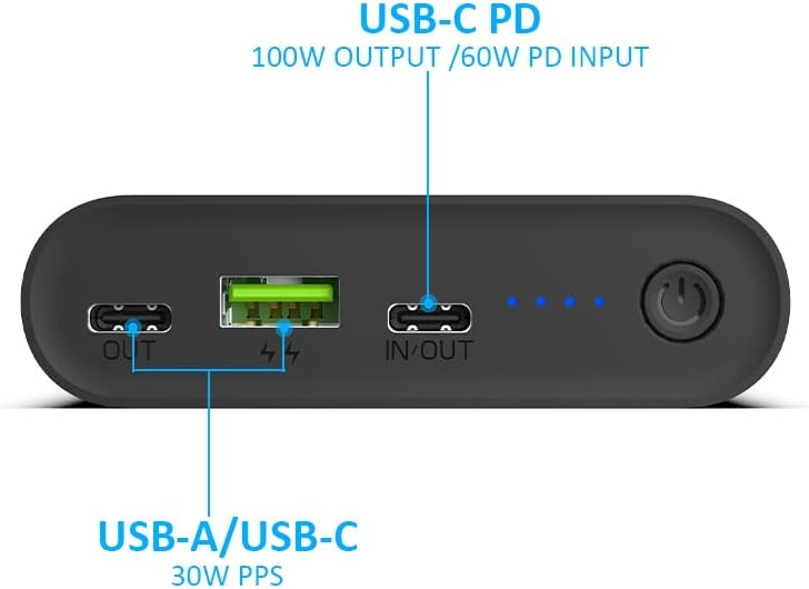 Sun Jack 100 W High-Capacity Portable Power Bank – 25600 m Ah Quick Charge Battery Pack with Dual USB-C & USB 3.0 Ports, Rapid Re-Charge Technology, E-Marker Cable for Ultimate Device Compatibility and Efficiency