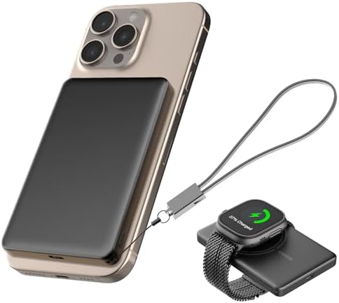 Ultra-Slim Magnetic Wireless Power Bank – 5000 m Ah High-Speed 20 W PD Charger for i Phone 16, 15, 14 & More – Lightweight Portable Battery Pack with USB-C Cable – Ideal for Air Pods & Apple Watch – Premium Safety Features for Reliable On-the-Go Charging – Effortless Compatibility with All Type-C Devices