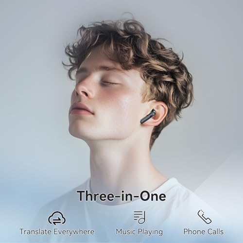 Revolutionary AI Translation Earbuds – Effortless Two-Way Communication in 138 Languages with Bluetooth Technology and Companion App – Perfect for Global Travelers, Business Professionals, and Language Learners – Stylish Black Design for Comfort and Convenience – Unlock Seamless Conversations Anywhere with Advanced Voice Translation Capabilities and Enhanced Device Compatibility