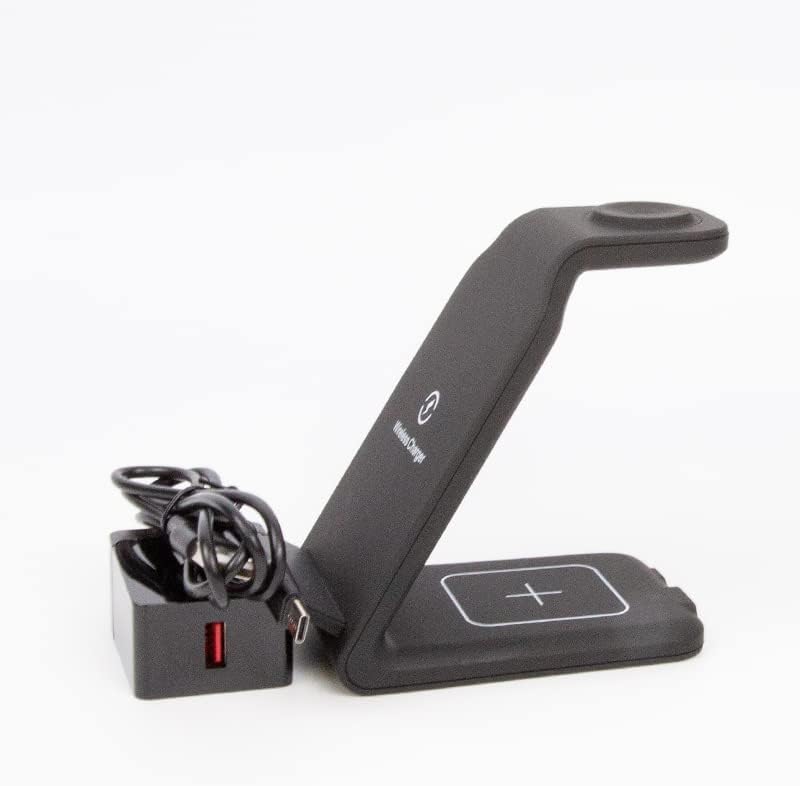 Effortless Power Management: 3-in-1 Qi-Certified Wireless Charging Dock for i Phone, Apple Watch, and Air Pods – High-Speed Multi-Device Charger with Wall Adapter for Seamless Compatibility and Sleek Design