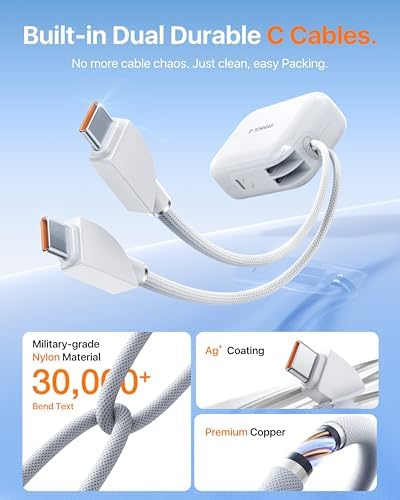 TORRAS 10000 m Ah Portable Power Bank – Ultra Compact 45 W Fast Charging with Dual USB-C Cables – Essential Travel Charger for i Phone 16/15 Pro Max & Samsung S25/S24 – Stay Connected Anywhere with Enhanced Compatibility