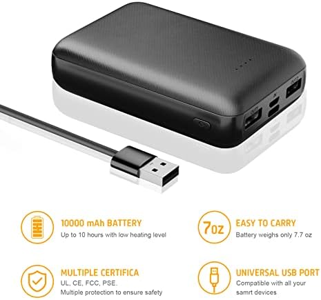 Ultimate 10,000 m Ah Rechargeable Battery Pack for Heated Vests and Jackets – High-Speed 5 V 2 A Portable Power Bank for Uninterrupted Warmth in Cold Weather – Ideal for Men and Women’s Heated Clothing Accessories – Lightweight, Durable, and Optimized for Maximum Compatibility