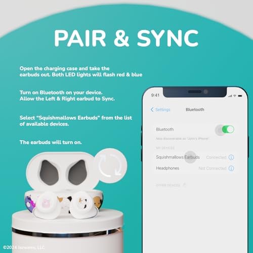 i Joy Squishmallows Bluetooth Earbuds – Adorable Wireless Headphones with 30-Hour Playtime and Integrated Mic – Ultimate Gift for Squishmallows Enthusiasts – Lightweight, Comfortable Design for All-Day Listening and Versatile Device Compatibility