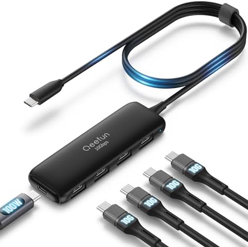 Revolutionize Your Connectivity with the Qeefun 4-Port USB 3.0 Hub – High-Speed 5 Gbps Data Transfer, Individual LED Power Switches, and 2 ft Extension Cable for Ultimate Flexibility – Perfect USB Splitter for Laptops, PCs, i Macs, and More! Enhance Your Workspace Efficiency and Control Multiple Devices Effortlessly!