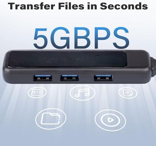 Transform Your Digital Workspace with the 4-in-1 USB C Hub – High-Speed 5 Gbps Multiport Adapter for Effortless Connectivity with PC, Laptop, i Mac, Surface & Mac Book Pro – Compact USB 3.0 Hub for Travel-Ready Professionals – Elevate Your Productivity & Streamline Data Transfer Today!