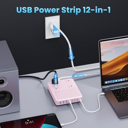 Revolutionize Your Charging Setup with the 12-in-1 USB C Power Strip – 200 W Ga N IV Fast Charger with 4 AC, 4 USB-A, and 4 USB-C Ports, Perfect for Mac Book and i Phone 16/15/14 – 5 ft Cord for Ultimate Flexibility in Home and Office Environments