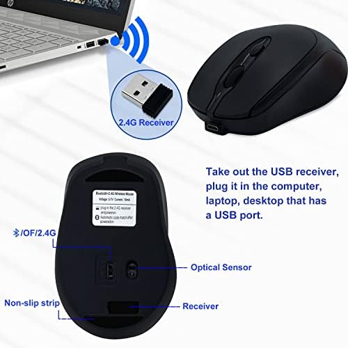 Sleek Silent Rechargeable Wireless Mouse – Ergonomic Light Green Design for Laptop, i Pad, Mac Book, Surface Pro, and More – Perfect for Travel and Everyday Use with Dual Mode Bluetooth Compatibility