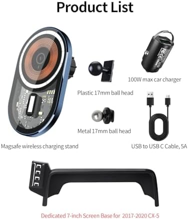 Wireless Charging car Phone Holder for Mazda CX-5 2021-2025 Accessories 10.25 inch Screen Fixed Clip,360° Rotation car Phone Mount Compatible with MagSafe – Enhanced Compatibility and Speed
