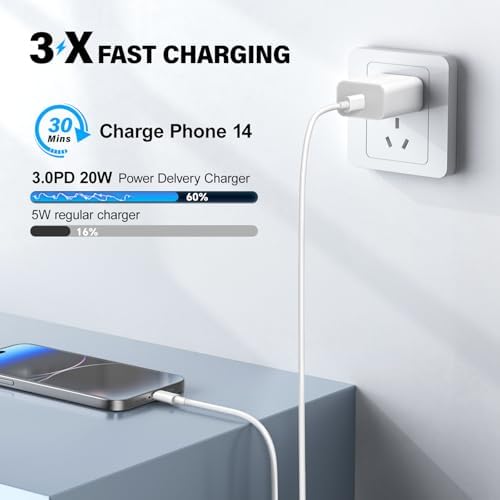 20 W Dual USB-C Fast Charger Block for i Phone 15/16 Series – Includes Two 10 FT USB-C Charging Cables, Perfect for Pro Max, Plus, Pro, i Pad Pro/Air – Compact, High-Speed Charging Solution (2 Pack, Black)
