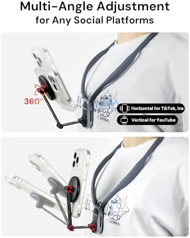 Revolutionary Magnetic Neck Phone Holder for Seamless Hands-Free Vlogging and Recording – Adjustable 650 mm Mount Compatible with i Phone, Android & Go Pro – Perfect for Cooking, Cycling, and Outdoor Adventures – Essential Content Creator Accessory for Dynamic POV Filming
